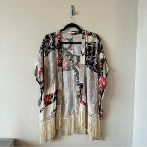 ARITZIA-TALULA Fawkner Patchwork Fringe Coastal Cowgirl Kimono (Size:XXS/XS)